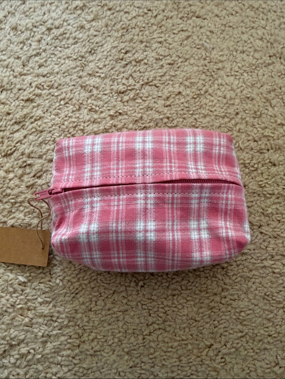 Brandy melville pink plaid makeup bag